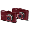 MNCD37 Full HD 3" LCD Screen Dash Cam, Red, 2-Pack