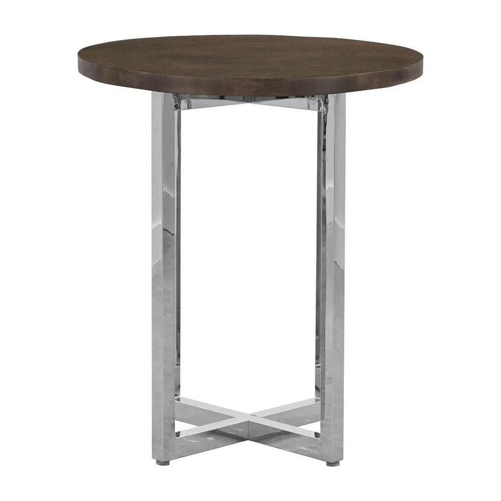 Modus Amalfi 32" Round Bar Table w Wood Top in Taupe