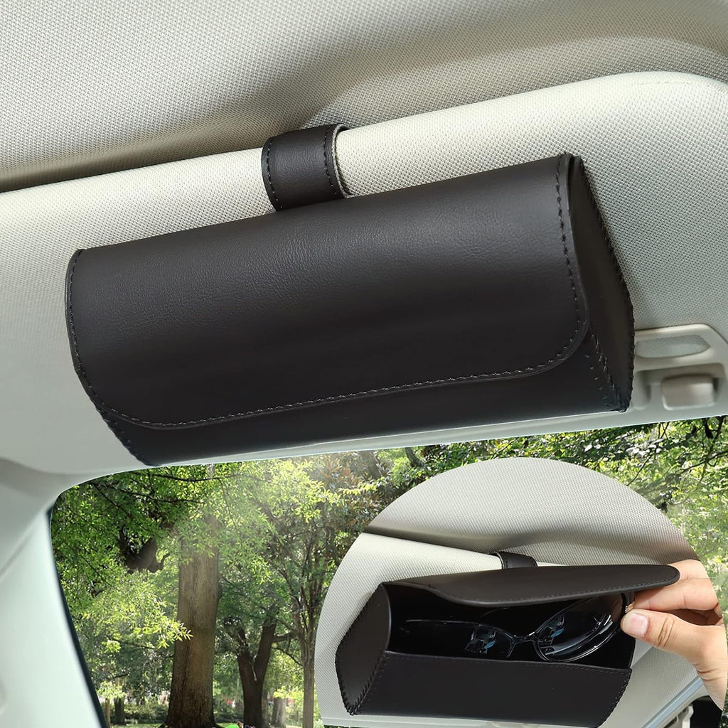 Sunglasses Holder for Car, Car Sunglass Holder Sunglasses Organizer Box for Sun Visor, Clip On Sunglasses Holder