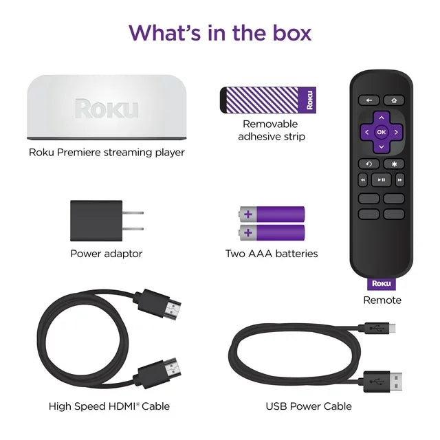 Roku Premiere | 4K/HDR Streaming Media Player Wi-Fi® Enabled with Premium High Speed HDMI® Cable and Simple Remote + Tigology Accessories