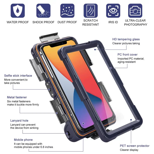 UrbanX Professional [15m/50ft] Swimming Diving Surfing Snorkeling Photo Video Waterproof Protective Case Underwater Housing for Oppo F3 Plus And all Phones Up to 6.9 Inch LCD with Lanyard