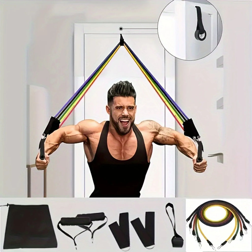 PGAST 11pc Ultimate Resistance Band Set - Medium Tension, Stackable for Full-Body Workout, Includes Accessories & Storage Bag