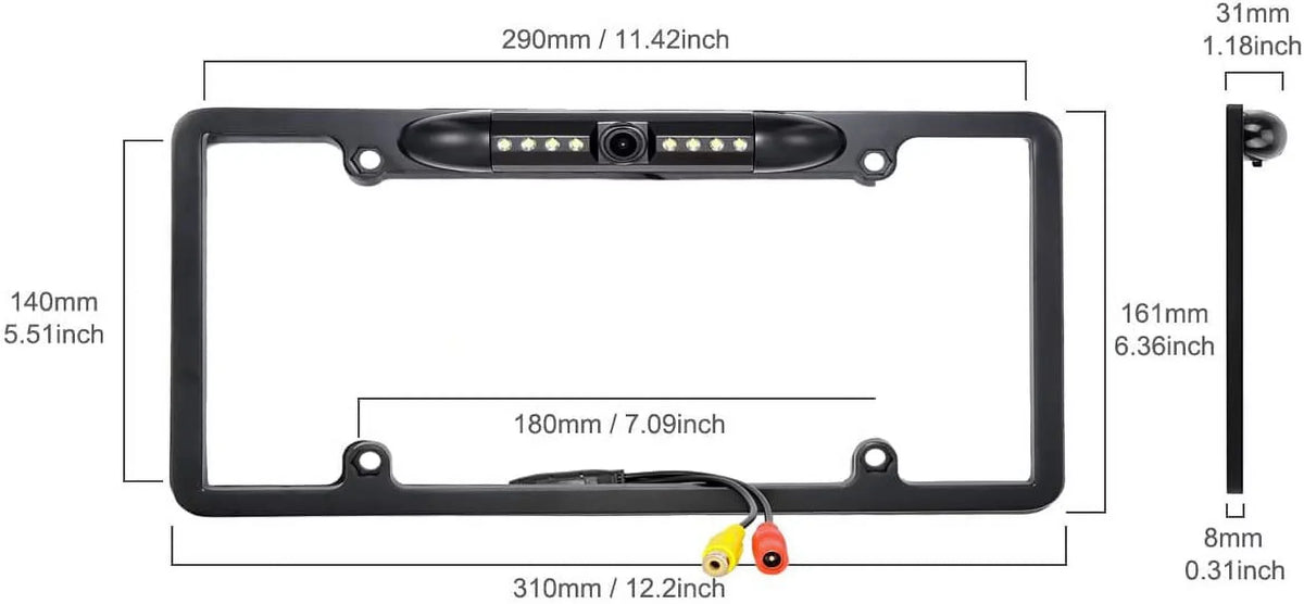 Backup Camera Rearview License PLatitudee Frame for ALPINE INE-W970HD INEW970HD Black
