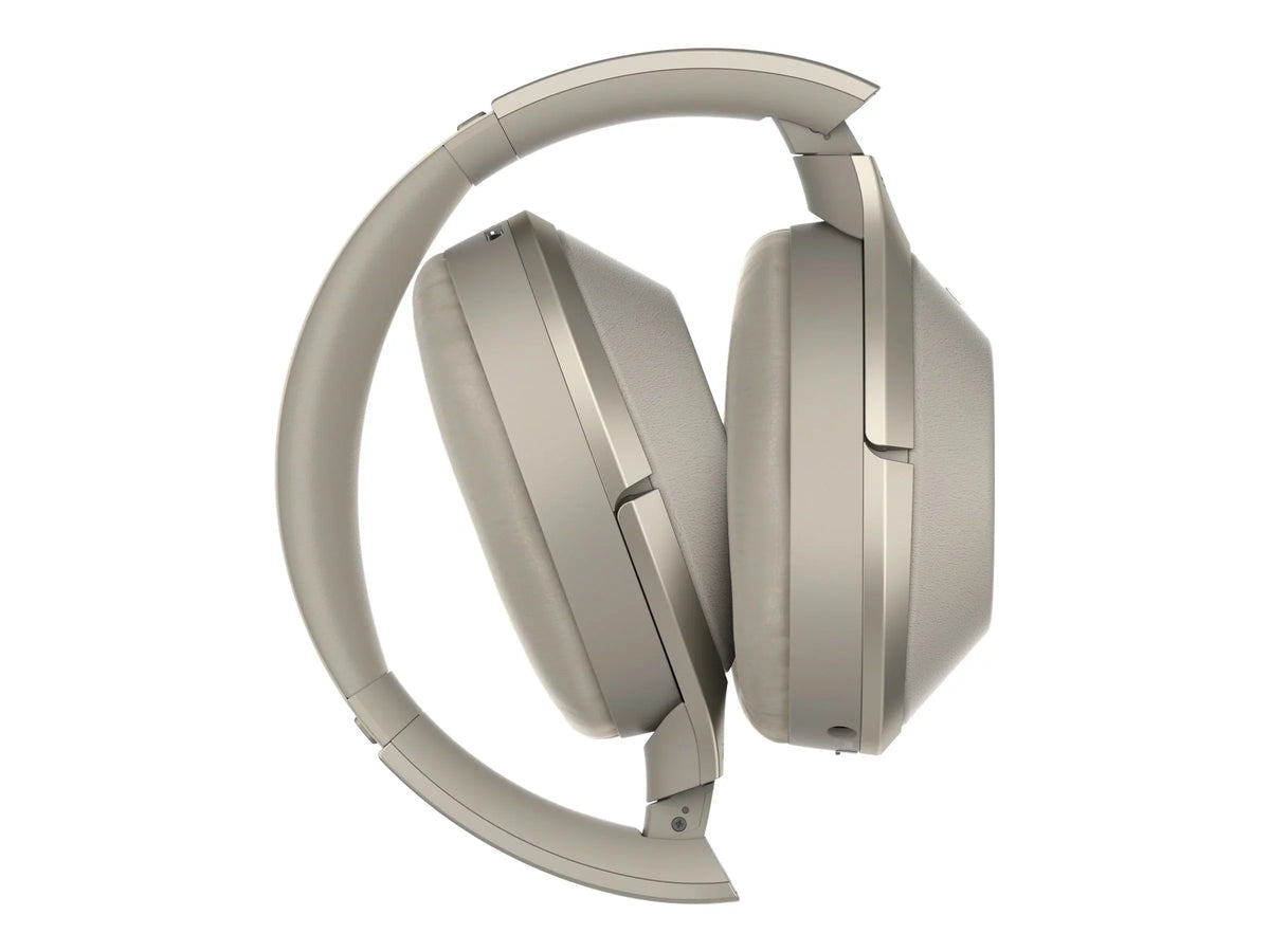 Sony MDR-1000X - Headphones with mic - full size - Bluetooth - wireless - NFC - active noise canceling - beige