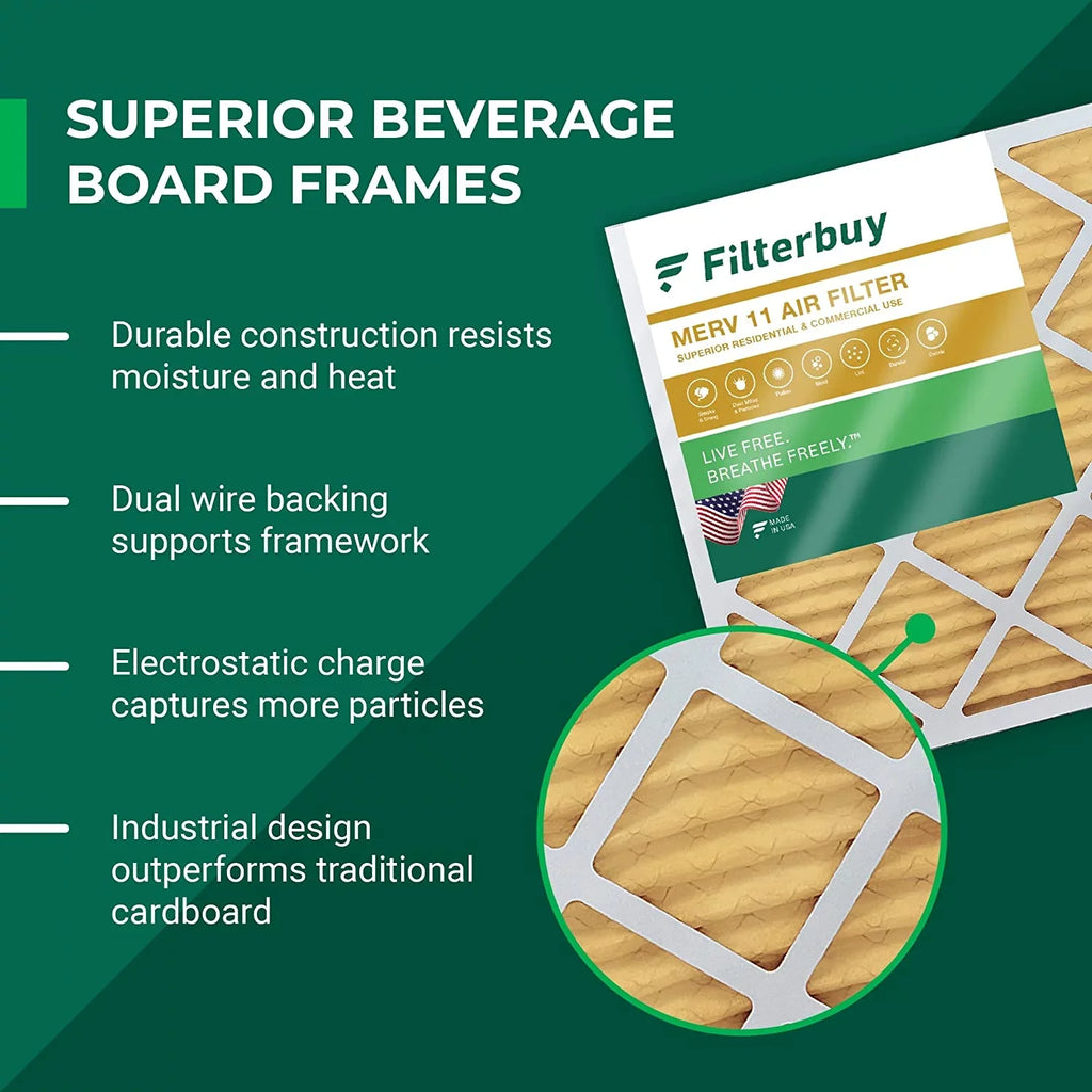 Filterbuy 16x36x1 MERV 11 Pleated HVAC AC Furnace Air Filters (12-Pack)