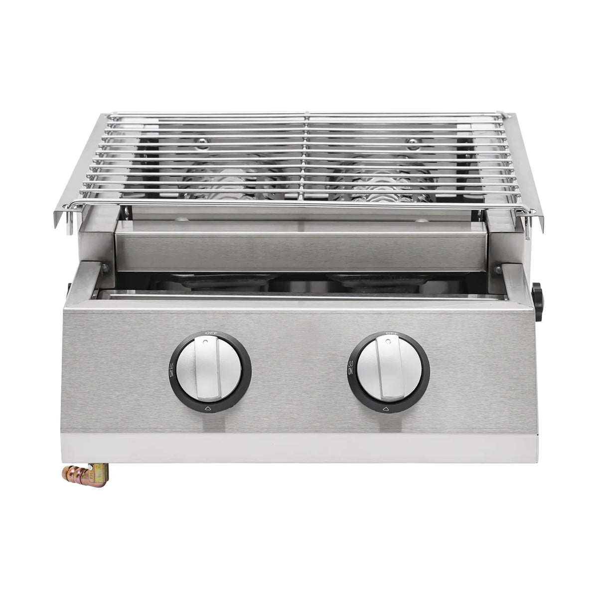 Countertop Barbeque Grill, LPG Gas 2-Burner Stainless Steel Grill for Outdoor Sliver