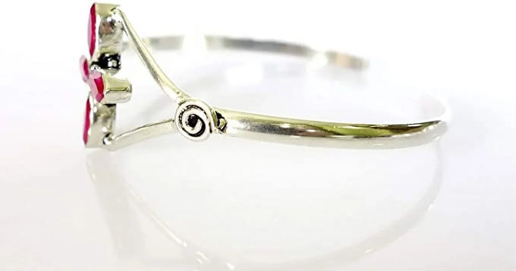 Silver PLatitudeed Cuff Bracelet for Women, Natural Red Ruby Gemstone Handmade Modern Designer Tribal Bohemian Design Fashion Bracelet, Party Boho Jewelry