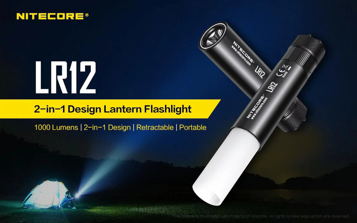 NITECORE LR12 MINI HANDHELD 2-IN-1 LANTERN  and  FLASHLIGHT - 1000 Lumen w/Free Eco-Sensa Battery Case