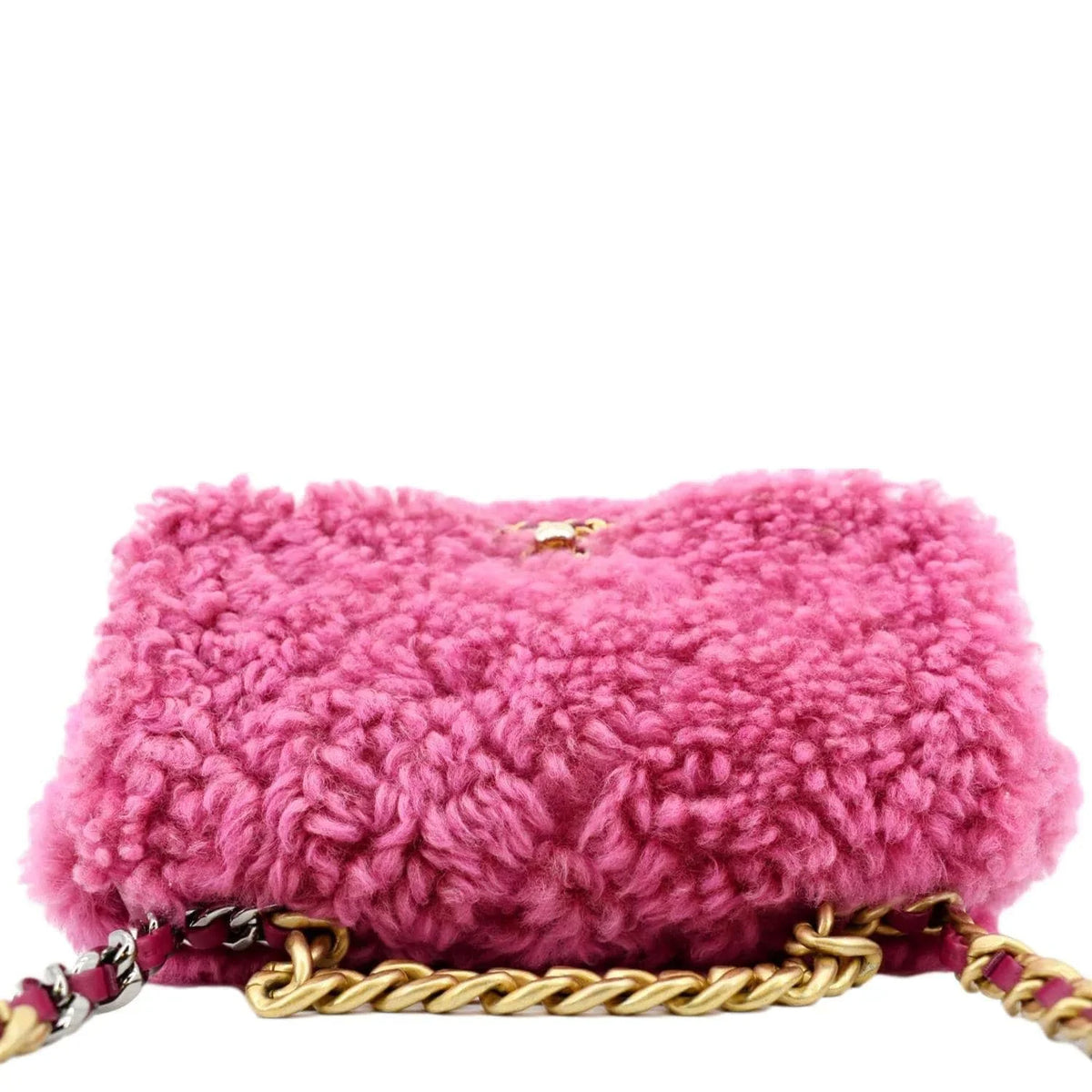 Pre-Owned CHANEL 19 Flap Shearling Sheepskin Shoulder Bag Pink