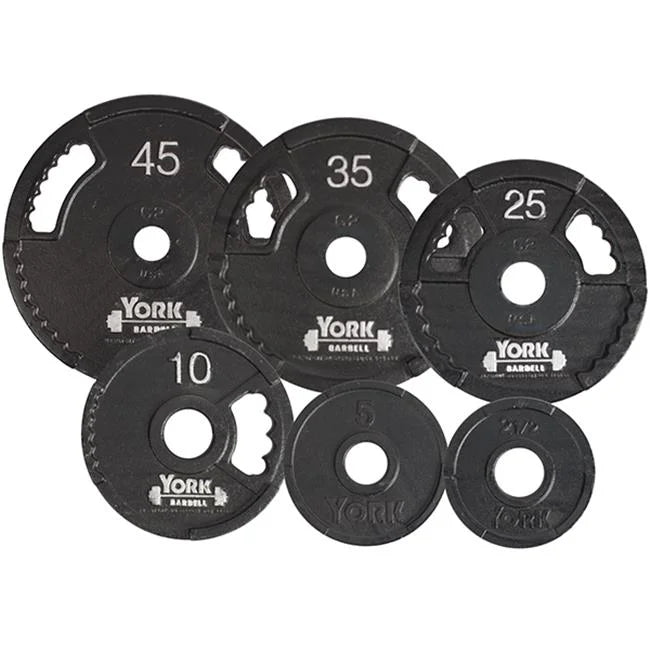 York Barbell  G2 Olympic Dual Grip Thin Line Cast Iron PLatitudee- Black - 10 lbs