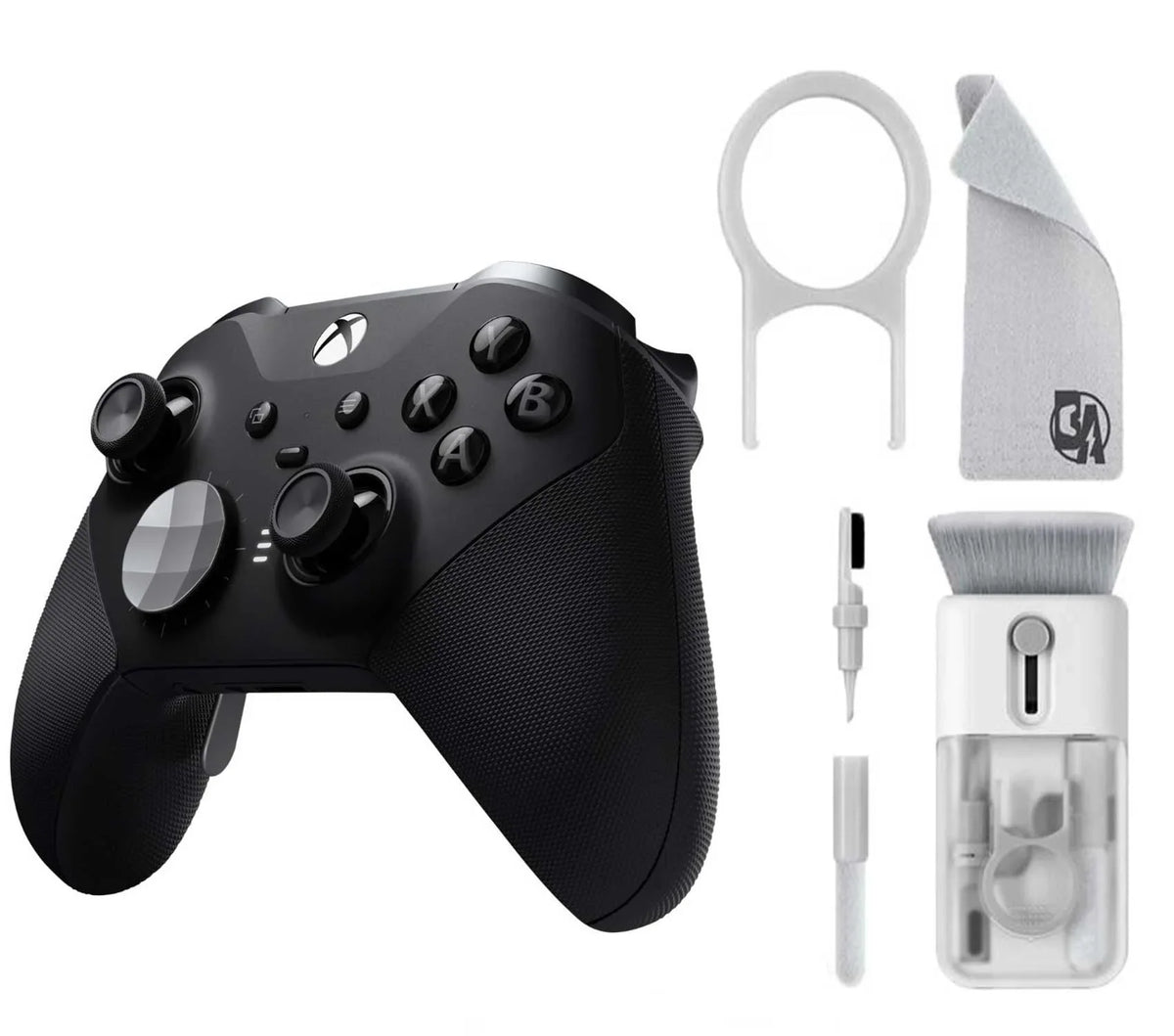 Microsoft - Elite Series 2 Wireless Controller for Xbox One, Xbox Series X,S - Black With Cleaning Electric kit Bolt Axtion Bundle Used