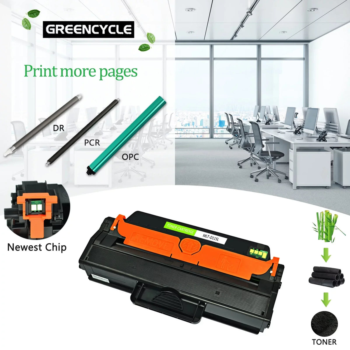 GREENCYCLE 4 Pack Compatible Samsung MLT-D115L D115L Black Toner Cartridge Replacement for SL-M2820DW SL-M2870FW SL-M2880FW Xpress M2670 M2820 M2870 Laser Printer