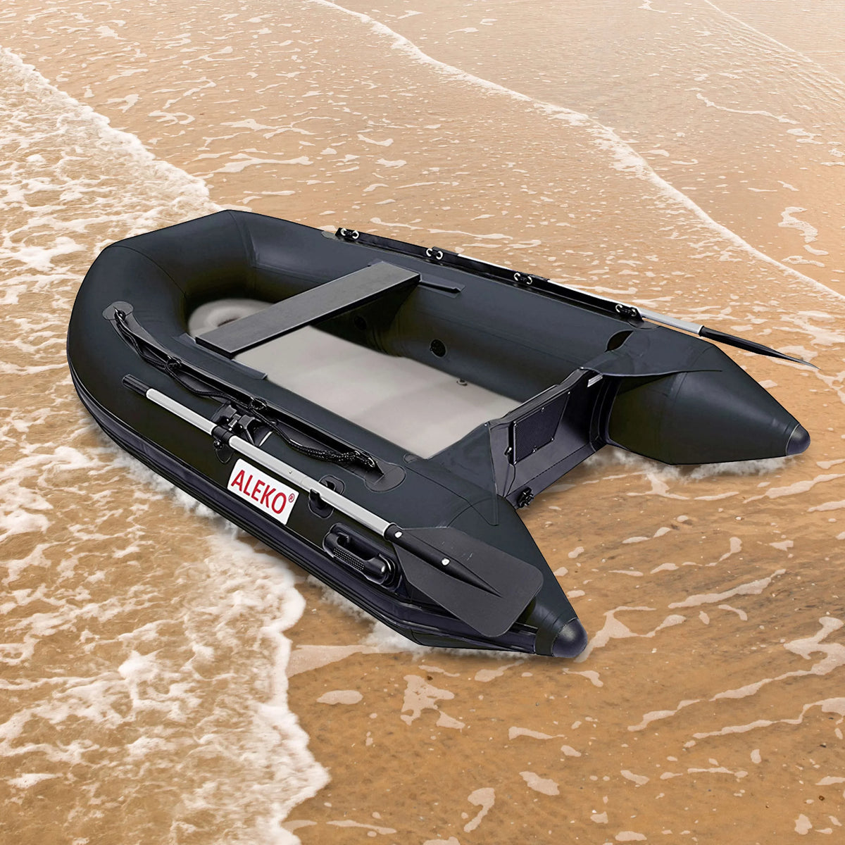 ALEKO InfLatitudeable Air Floor Fishing Boat - 8.4 Foot - Black
