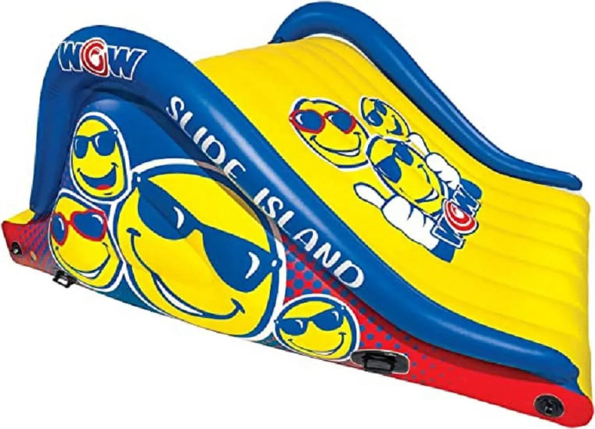 Refurbished WOW Sports Floating Island Slide and Water Walkway Combo, Blue