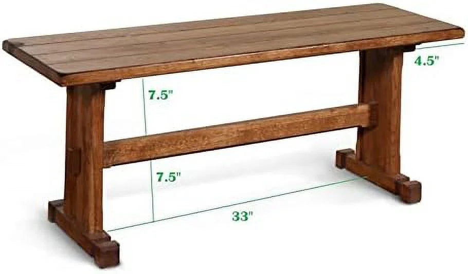 LLBIULife Sedona 18.5" Farmhouse Mindi Wood Nook Side Bench in Rustic Oak