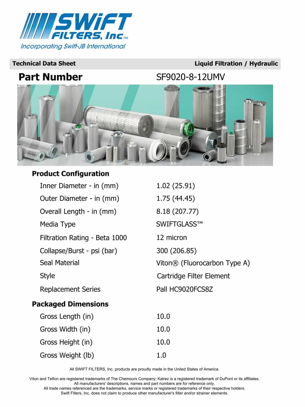 Direct Interchange for TAISEI KOGYO P-F-TMA-3-8C Cartridge Filter Element Microglass Construction 12 Micron