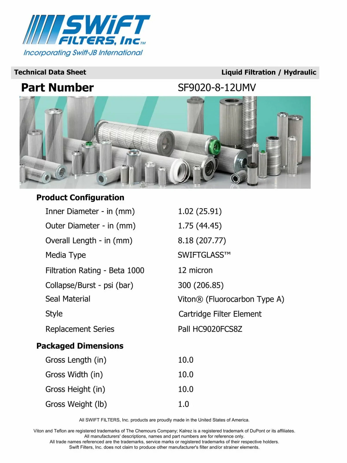Direct Interchange for TAISEI KOGYO P-F-TMA-3-8C Cartridge Filter Element Microglass Construction 12 Micron