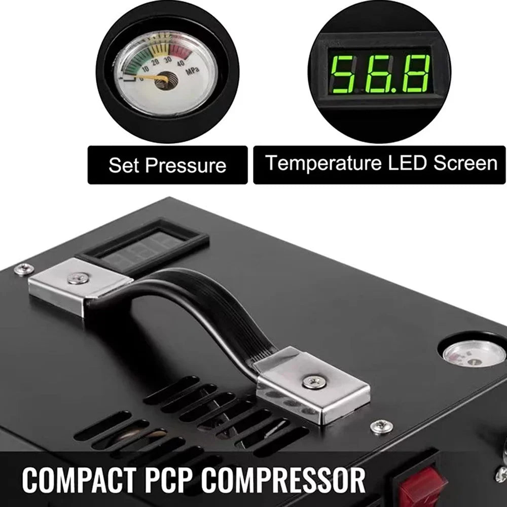 Lixada Electric 4500PSI High Pressure Air Compressor Intelligent Portable Pump Automatic Shutdown with Barometer Transformer