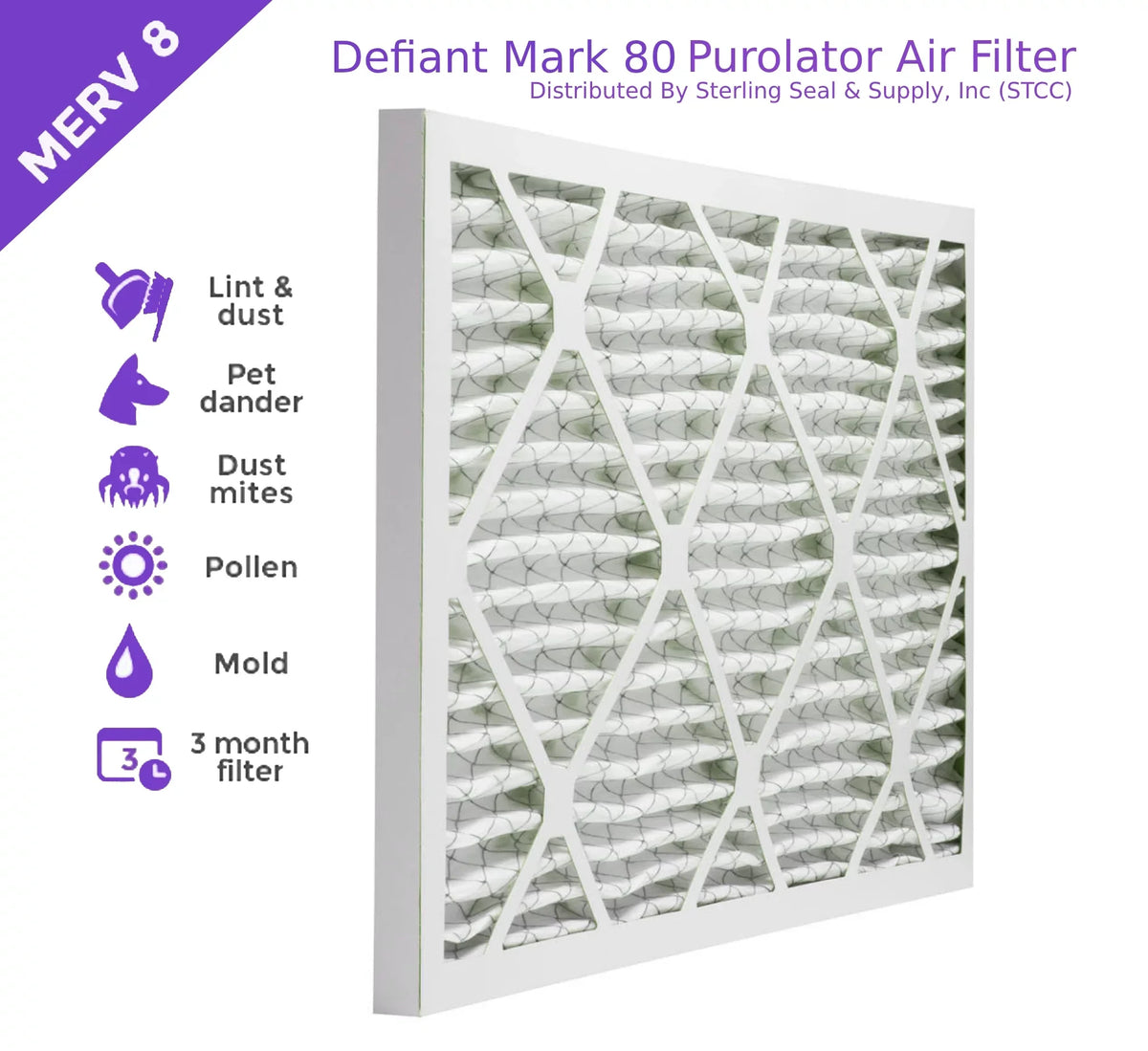 20x22x1, PuroLatitudeor DMK80 Extended Surface Pleated Air Filter, Mechanical MERV 8, (6 Pack)