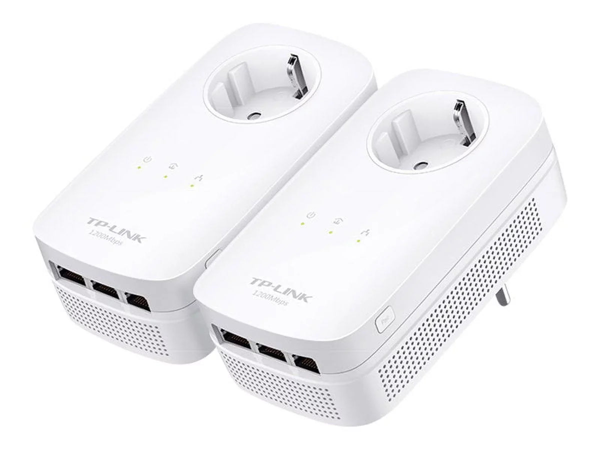 TP Link AV1200 3 Gigabit Port Pass Through Power Line Adapter Home Starter Kit