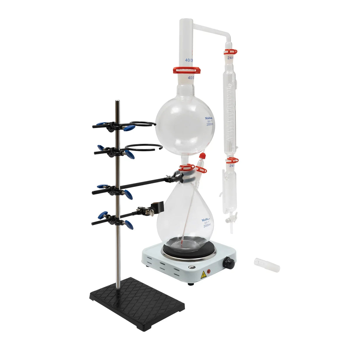 Miumaeov 2000ML Essential Oil DistilLatitudeion Apparatus with Condenser + Hot Stove + Essential Oil Separator Lab Glass DistilLatitudeion Kit Steam Water Distiller Purifier