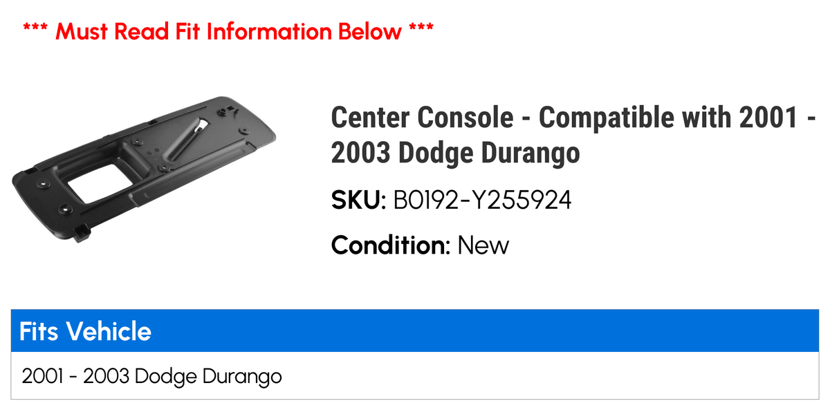 Center Console - Compatible with 2001 - 2003 Dodge Durango 2002