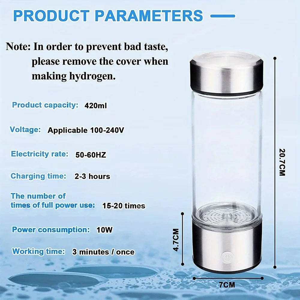 MassLatitudeie Hydrogen-Rich Water Ionizer Bottle for Home, Antioxidant Water Filter Appliance