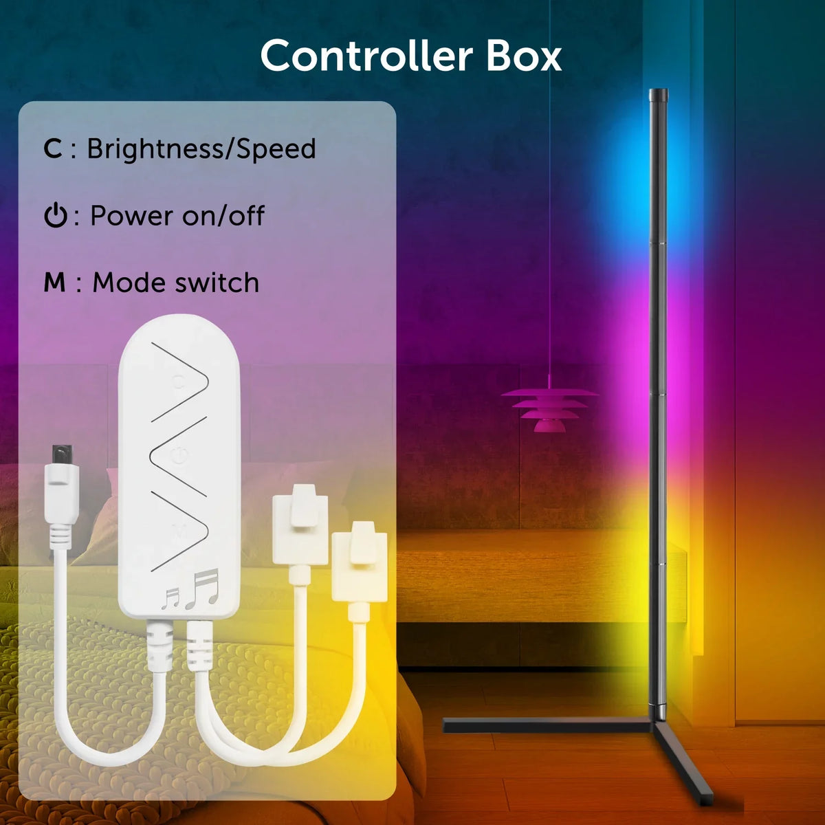eco4life WiFi Smart Floor Standing LED Lamp, Color Changing, Dimmable, Music Syn