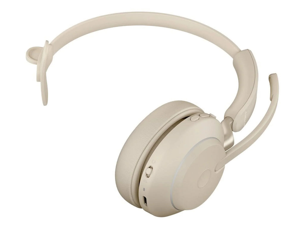 Jabra Evolve2 65 UC Mono - Headset - on-ear - convertible - Bluetooth - wireless - USB-C - noise isoLatitudeing - beige - with charging stand
