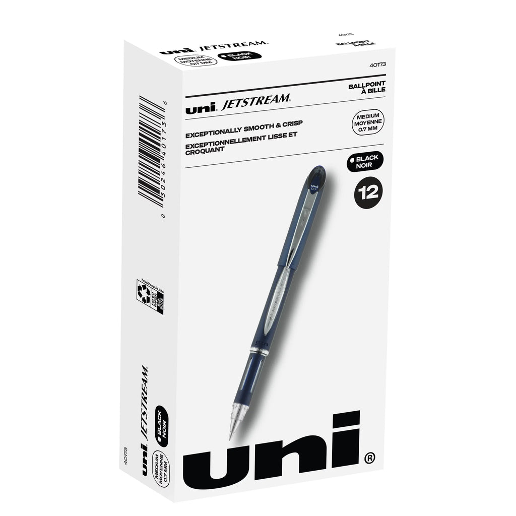 Uniball Jetstream Stick Ballpoint Pens, Fine Point (0.7mm), Black Ink, 12 Count