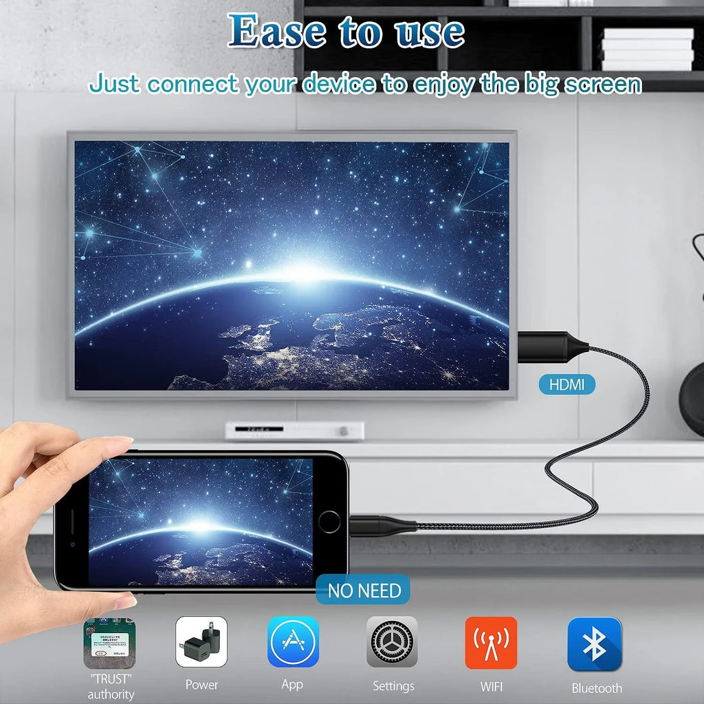HDMI Cable for iPhone 2m Upgraded 1080P HDTV HDMI Cable Adapter Connector Digital AV Video Sync Screen Compatible