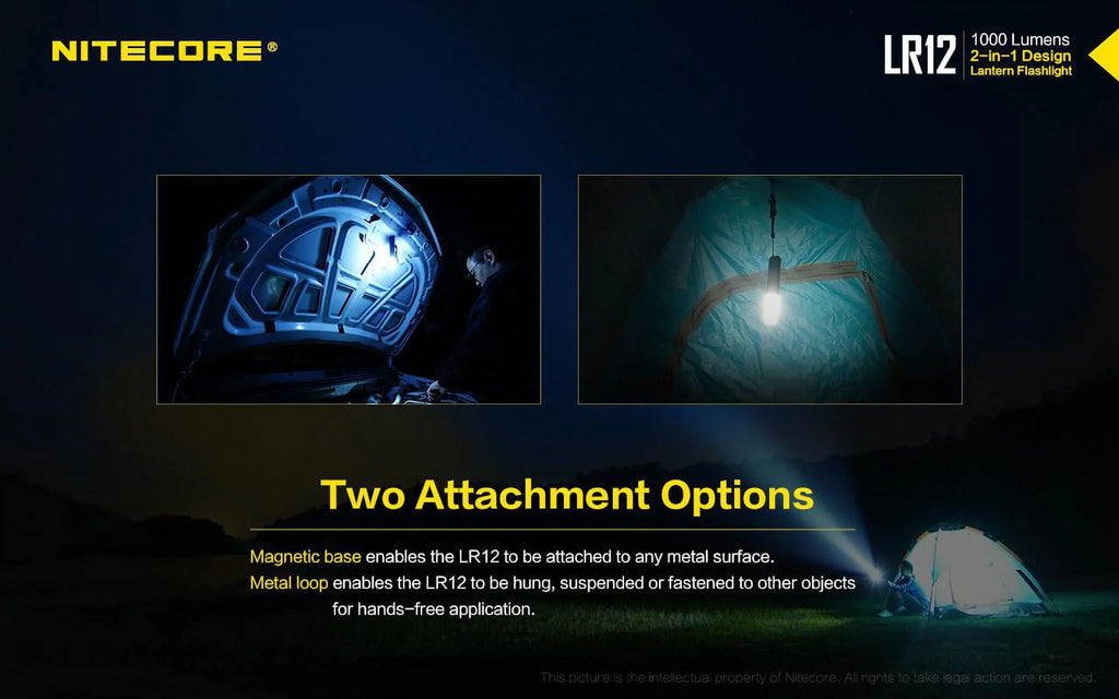 NITECORE LR12 MINI HANDHELD 2-IN-1 LANTERN  and  FLASHLIGHT - 1000 Lumen w/Free Eco-Sensa Battery Case