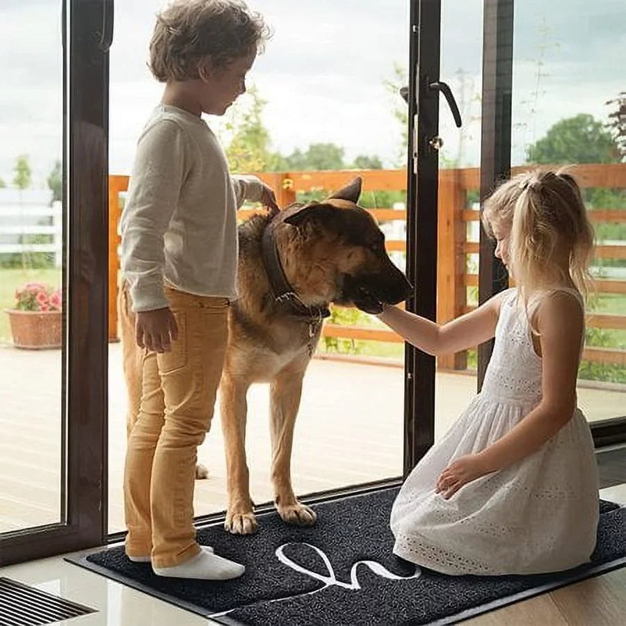 JATOK 2-Pack Hello Design Non-Slip Floor Mat for Front Door, Indoor-Outdoor, Bathroom, Kitchen and Patio, Black, 30" (L) x 17.5" (W)