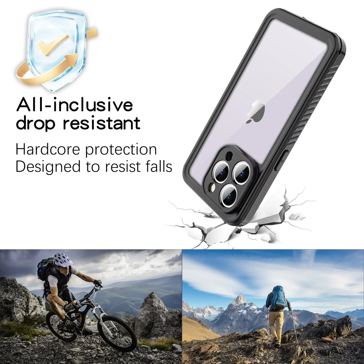 Dteck for iPhone 15 Pro Max Case Waterproof - Built-in Screen Protector IP68 Underwater Full Body Shockproof Protective Case 6.7 Inch, Black