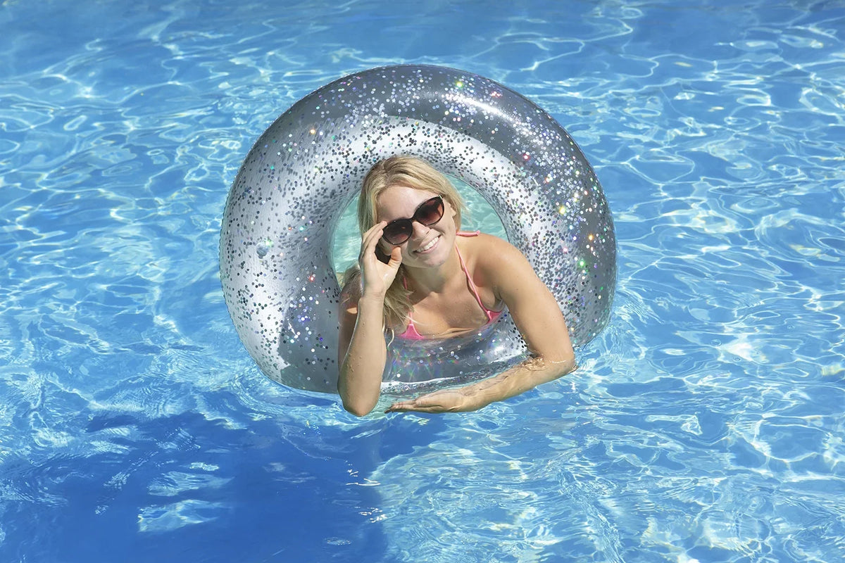 Poolmaster 36-Inch Silver Glitter Swimming Pool Float Tube