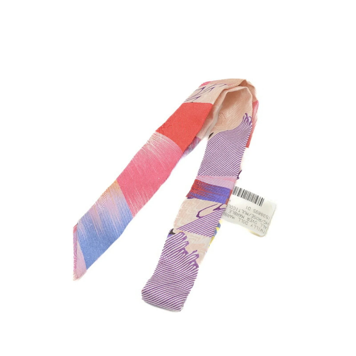 Pre-Owned Hermes Twilly Doll Kyoto Marble Rose Multicolor 100% Silk (Like New)