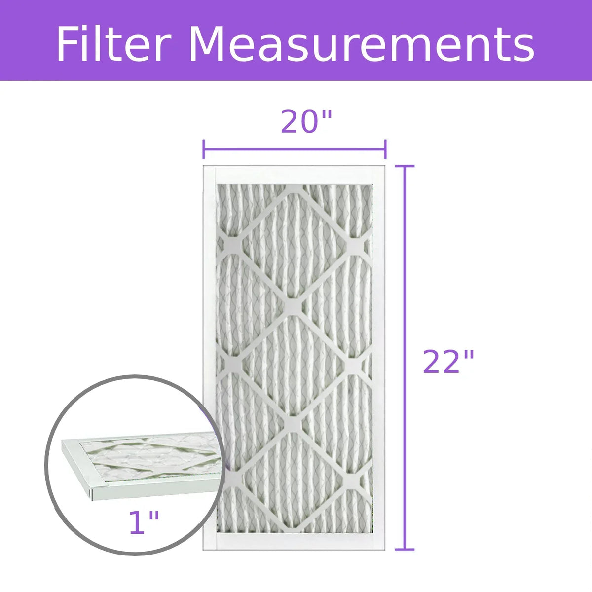 20x22x1, PuroLatitudeor DMK80 Extended Surface Pleated Air Filter, Mechanical MERV 8, (6 Pack)