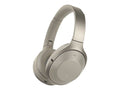 Sony MDR-1000X - Headphones with mic - full size - Bluetooth - wireless - NFC - active noise canceling - beige