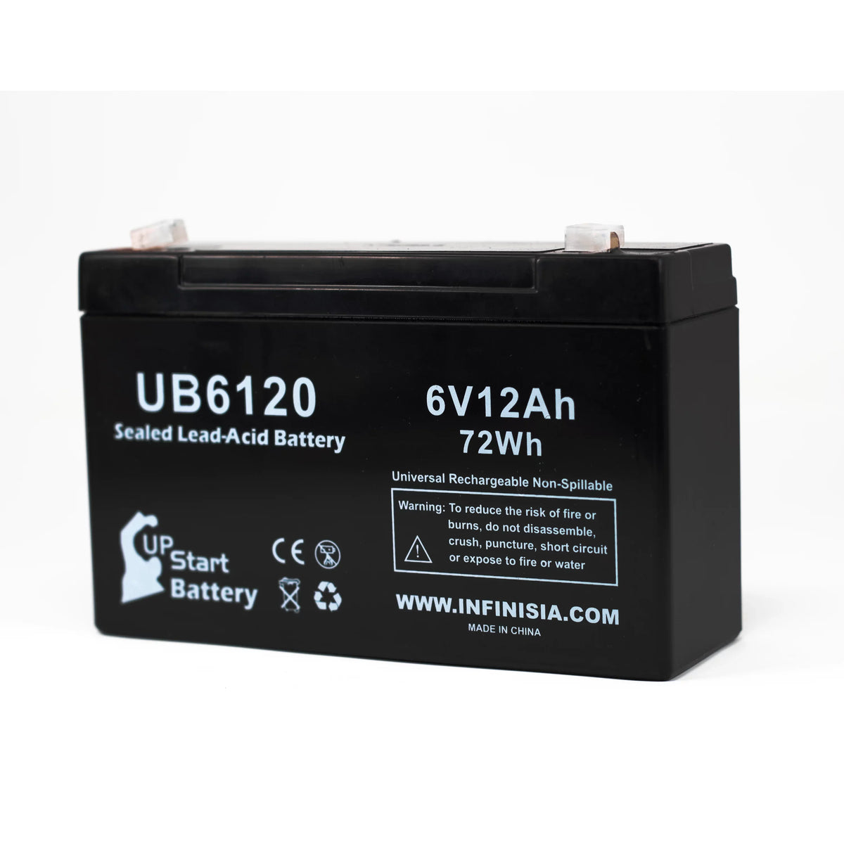 5x Pack - Compatible Tripp-Lite 850 Battery - Replacement UB6120 Universal Sealed Lead Acid Battery (6V, 12Ah, 12000mAh, F1 Terminal, AGM, SLA) - Includes 10 F1 to F2 Terminal Adapters