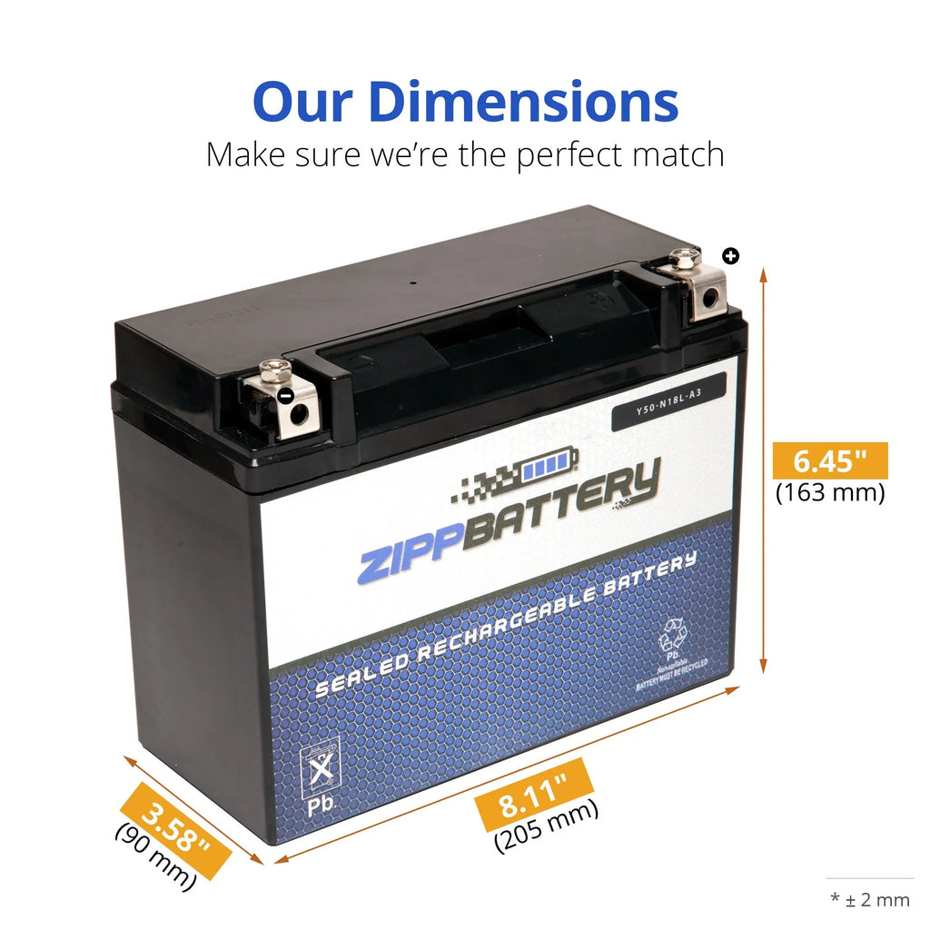 Zipp Battery Y50-n18l-a3 (50-n18l-a3 12 Volt,20 Ah, 260 Cca) Snowmobile Battery for Arctic Cat Bearcat 570 2006