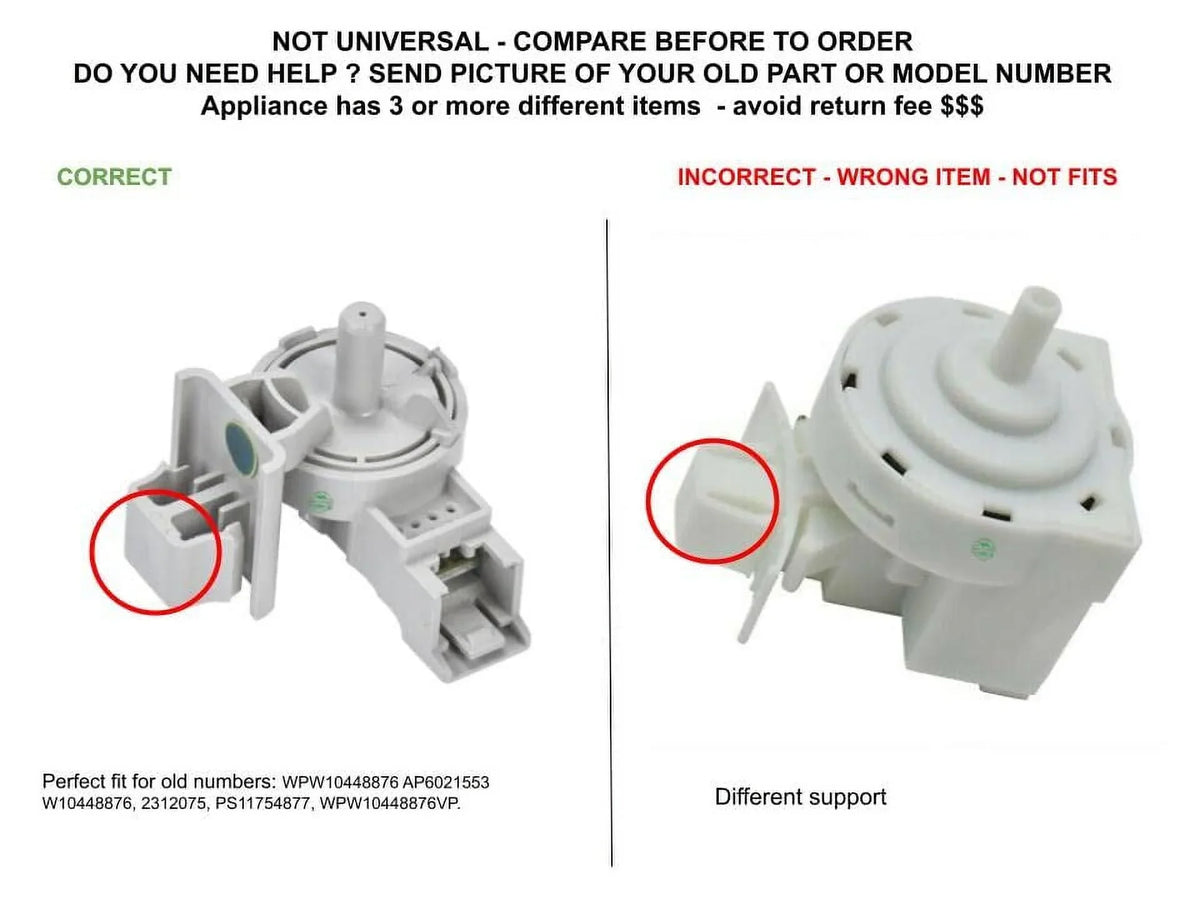 GLOB PRO SOLUTIONS W10448876 2312075 WPW10448876VP CKD2526 Washer Water Level Switch 1" � Length Approx. Replacement for and compatible with Kenmore Maytag Whirlpool Heavy DUTY
