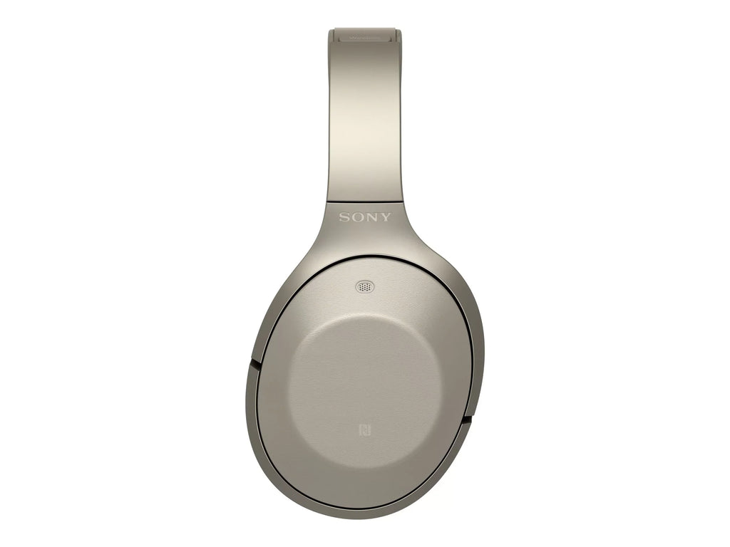 Sony MDR-1000X - Headphones with mic - full size - Bluetooth - wireless - NFC - active noise canceling - beige