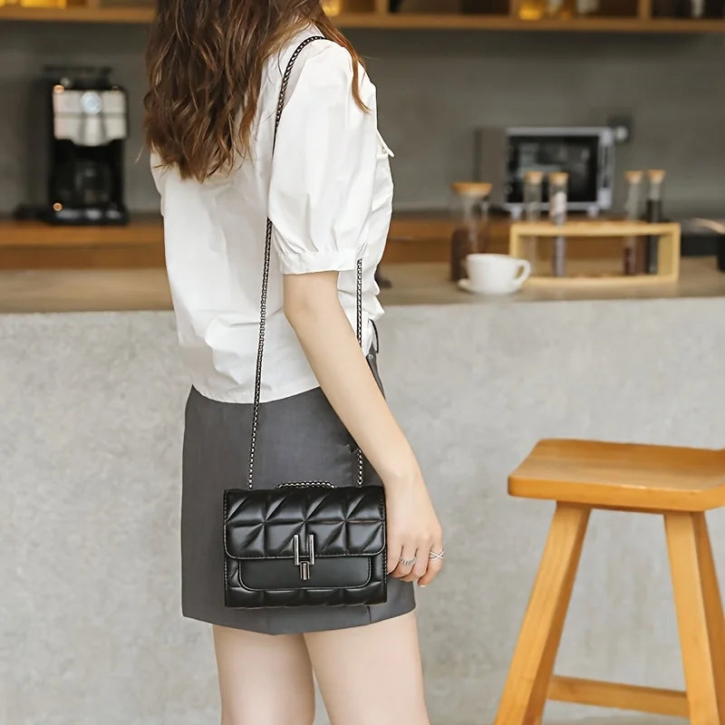 MICHROE Quilted Crossbody Women‘s Bag  PU Leather  Chic Lightweight Luxury  Argyle Pattern Shoulder Purse With Chain Strap