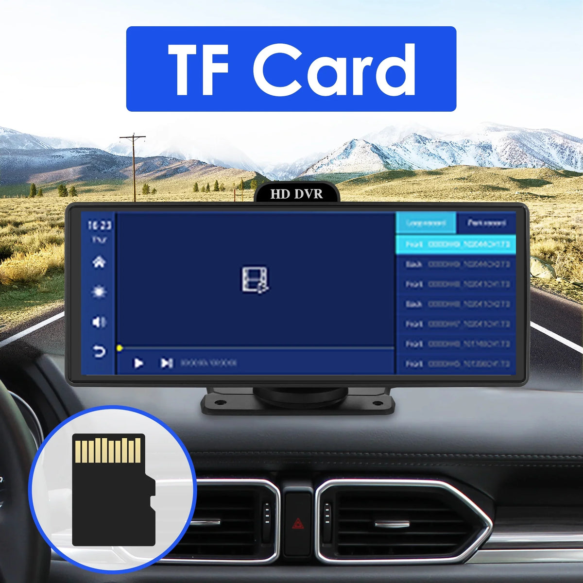 Wireless Apple Carplay Android Auto Bluetooth Portable 9.26" Touchdisplay Car Stereo With 128G SD Card, 4K Dash Cam And Backup Camera, Car Radio Head Unit GPS Navigation