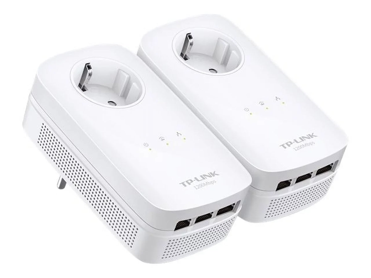 TP Link AV1200 3 Gigabit Port Pass Through Power Line Adapter Home Starter Kit