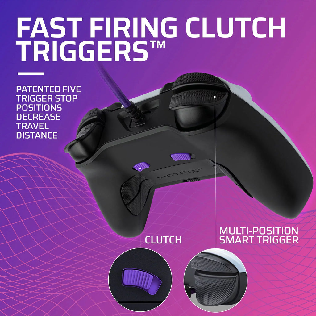 PDP Gaming Victrix Gambit World's Fastest Xbox Controller, Elite Esports Design with Swappable Pro Thumb Sticks, Custom Paddles, Swappable White/Purple FacepLatitudee for Xbox Series X