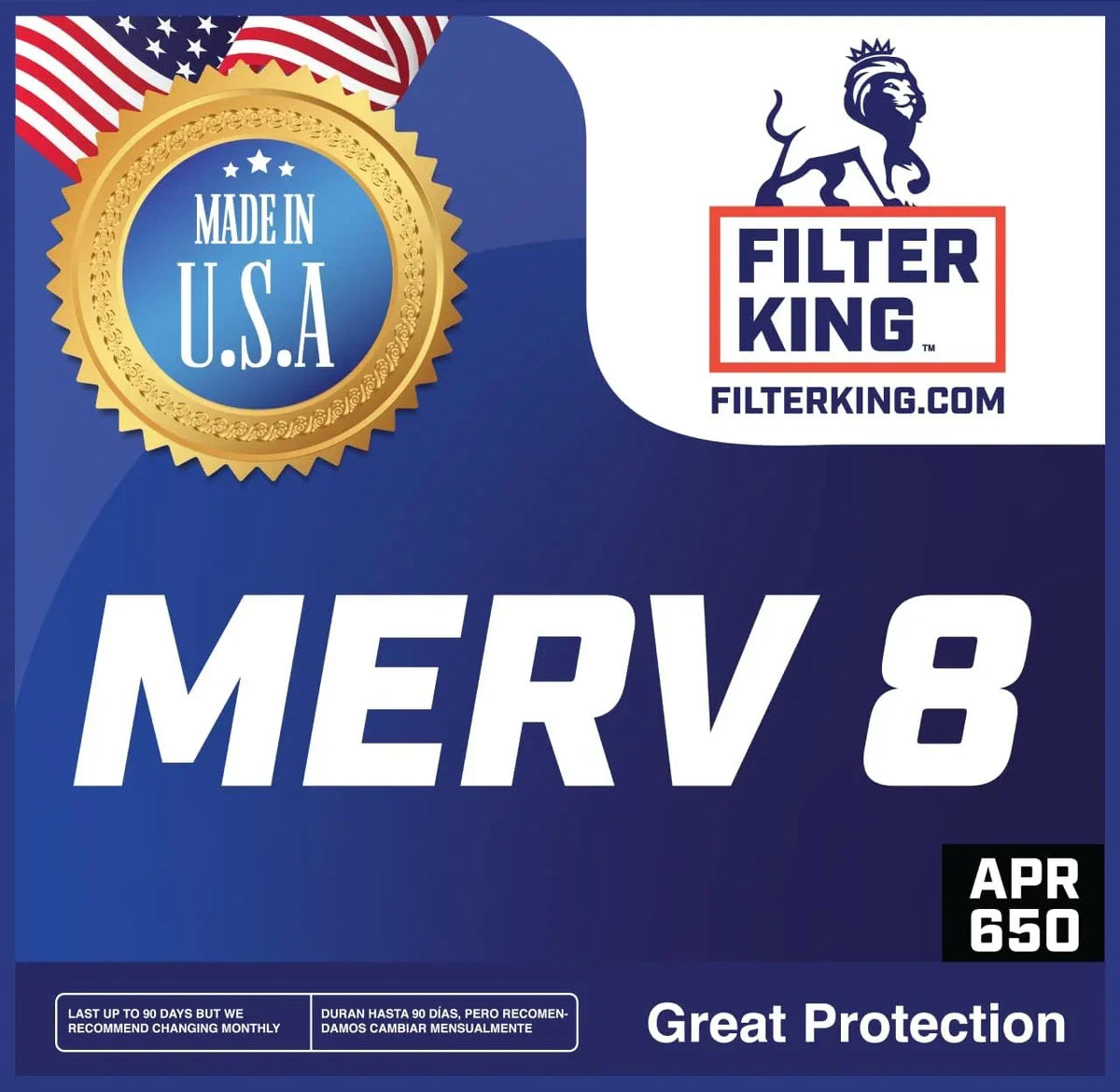 Filter King 12x65.5x1 Air Filter | 4-PACK | MERV 8 HVAC Pleated A/C Furnace Filters | MADE IN USA | Actual Size: 12 x 65.5 x .75"