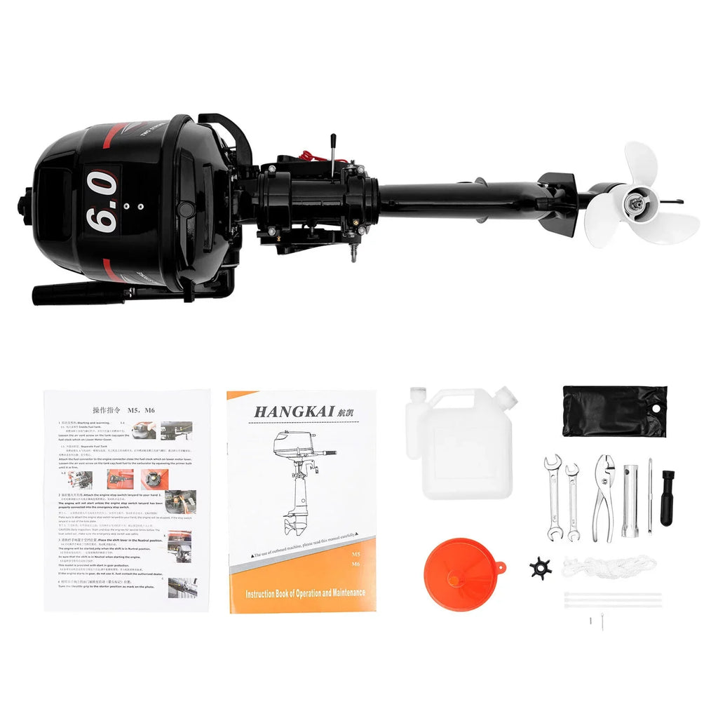 CNCEST Outboard Motor 6 Hp 2-Stroke InfLatitudeable Fishing Boat Motor Engine Water Cooling System