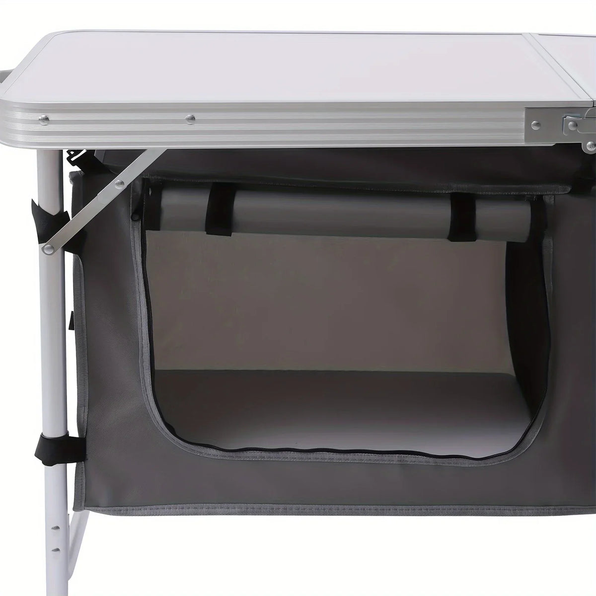 Folding Camping Table with Storage Compartment Lightweight Camp Kitchen Table Height Adjustable Indoor Outdoor Table Perfect for Tailgating Backyards BBQ Picnic