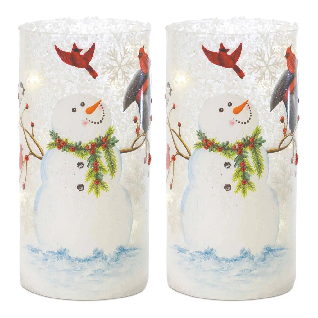 Melrose Set of 2 LED Lighted Snowman Luminary Christmas Tabletop Decorations 7.75"